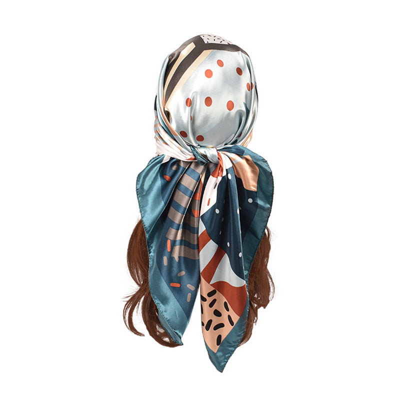 Spring new polka dot pattern printed 90 square silk scarf, fashion scarf