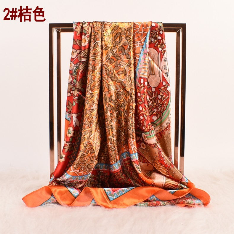 New retro scarf 90 large square scarf women's large square scarf silk scarf vintage scarf