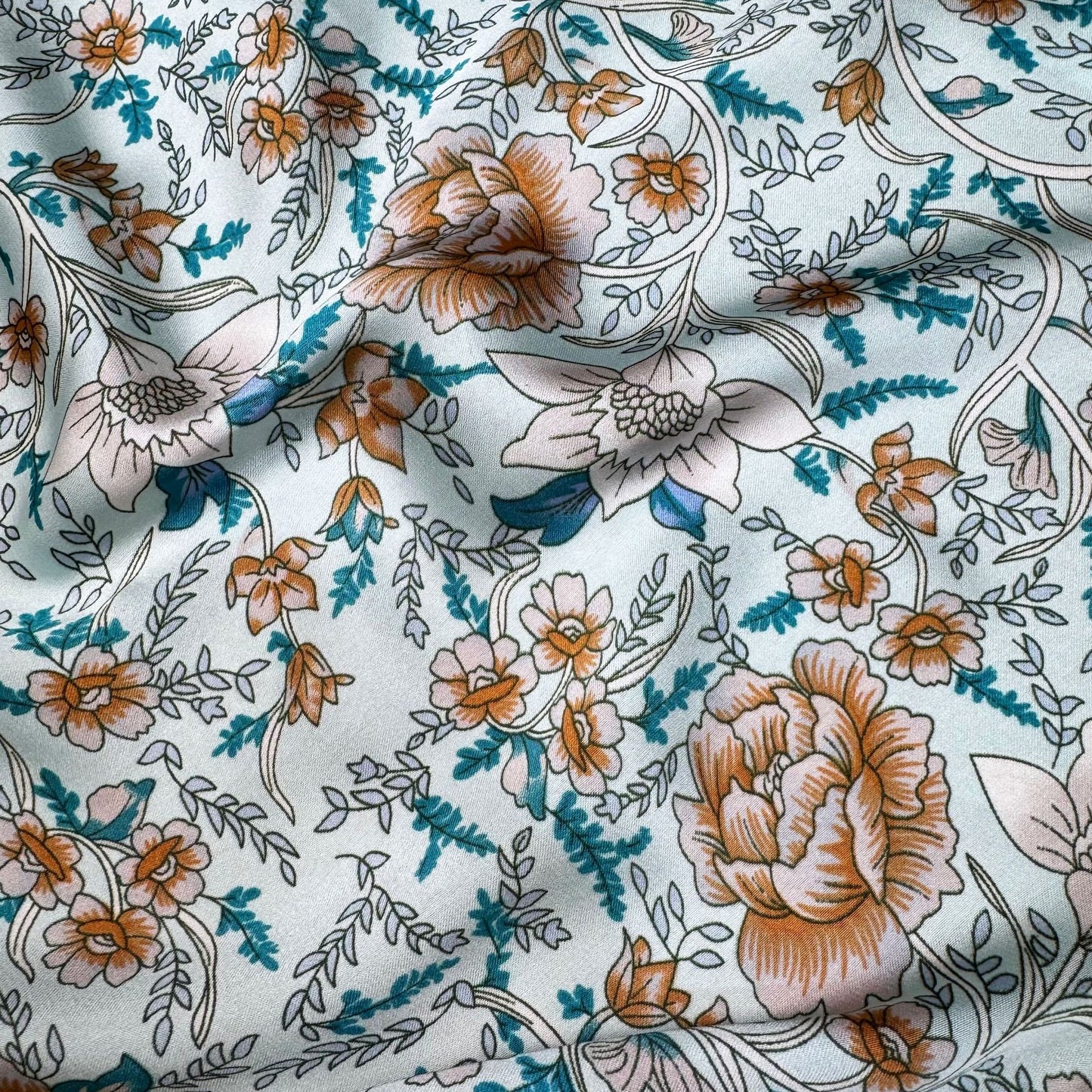 Simple and elegant plant flower brocade long silk scarf, literary small fresh imitation silk lady's outer shawl