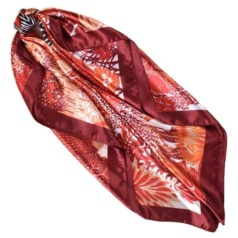 New 90cm satin psychedelic jungle zebra printed square scarf with sunscreen, head silk scarf decoration, scarf