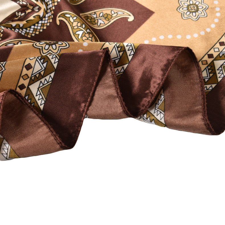New 90-satin cashew flower generous silk scarf, versatile retro paisley scarf