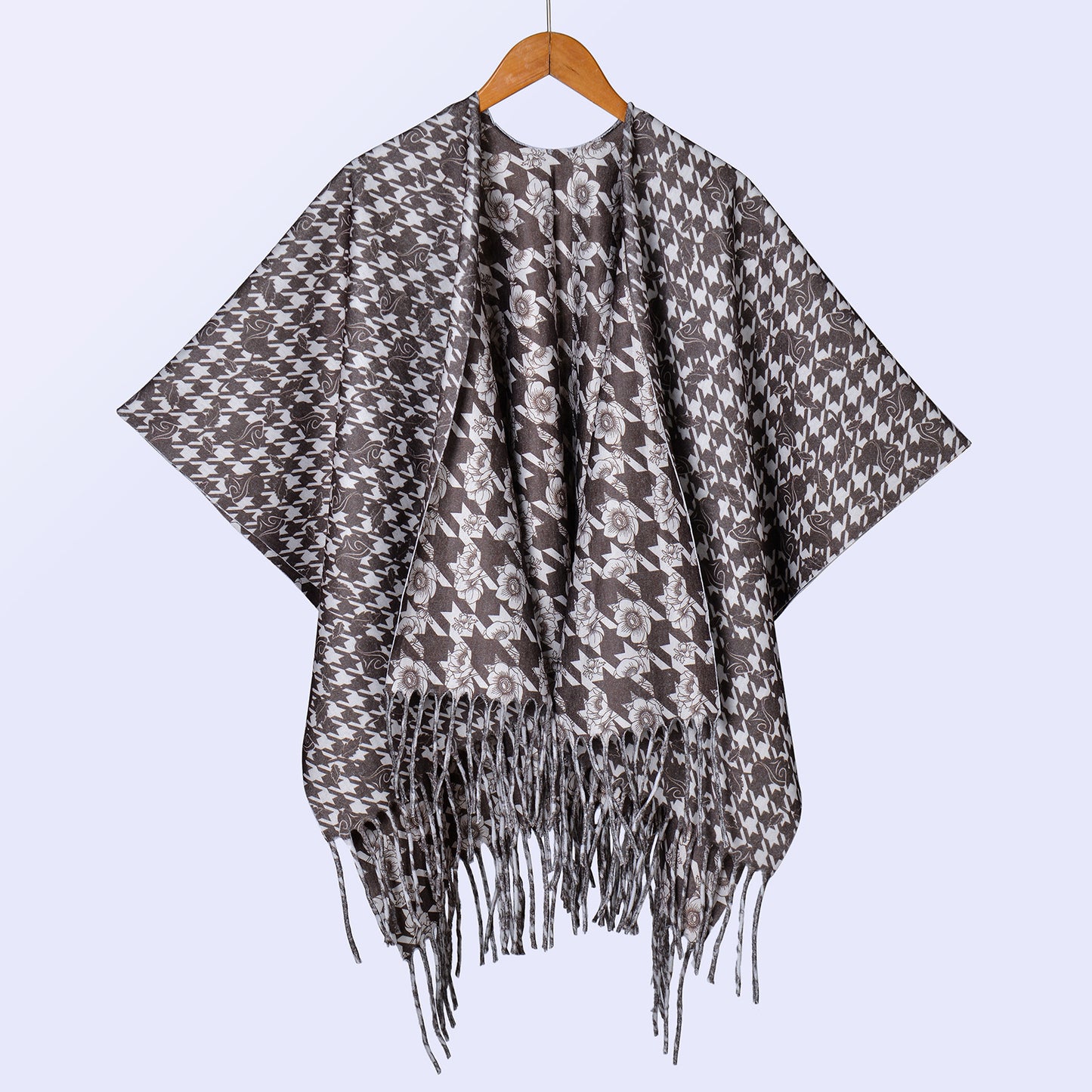 New ethnic style ink double-sided thickened shawl with women's autumn and winter retro high-end photo shawl large cape