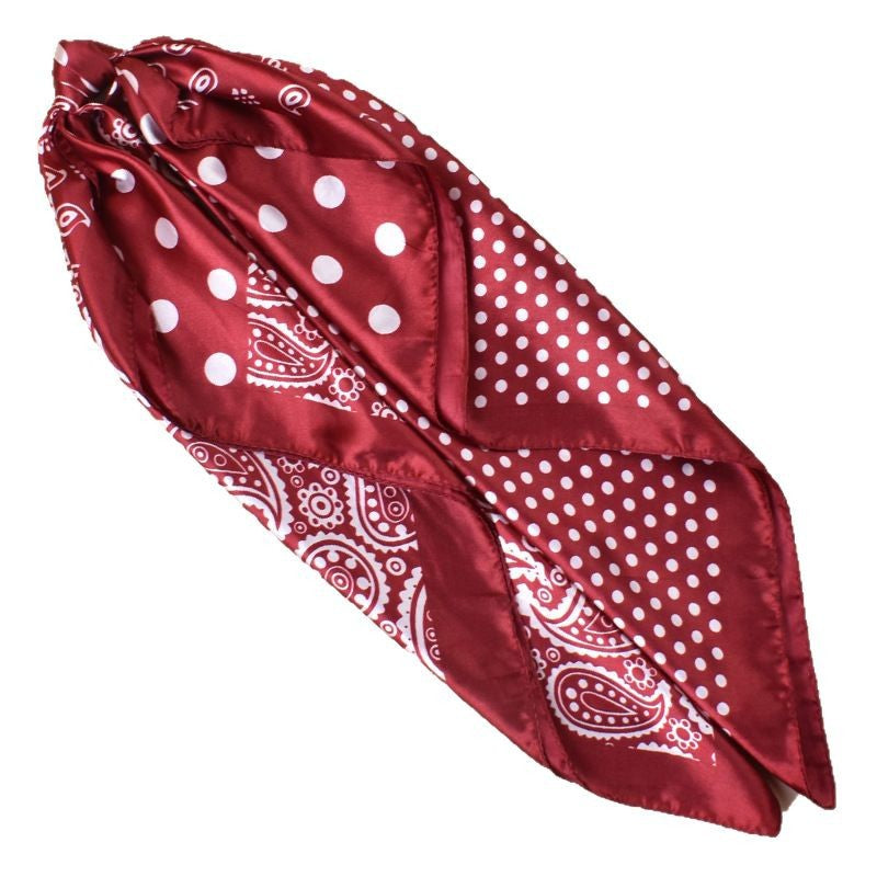 2025 new 90cm-satin size polka dot cashew flower printing square scarf with sunscreen, bag head silk scarf decoration