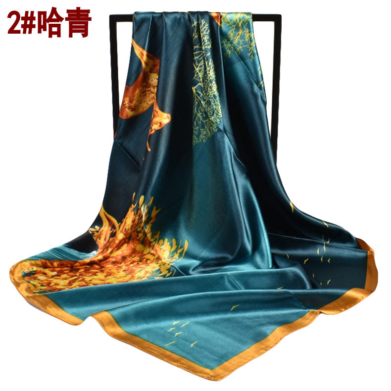 Spring and Autumn New Fashion "Deer" Printing 90 Generous Silk Scarf Women