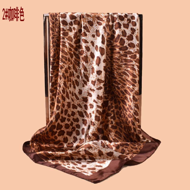 2025 New 90cm-color Cub Leopard Print Versatile Printed Square Scarf with Sunscreen, Bag Head Silk Scarf Decoration, Scarf
