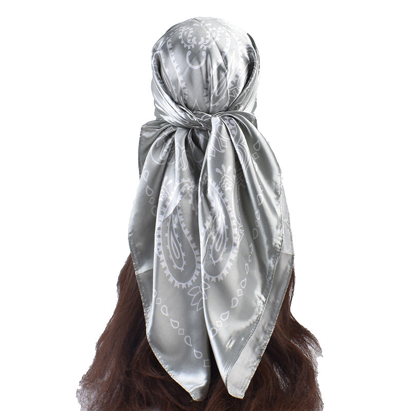 New fashionable and elegant twin cashew flower small water drop pattern 90-color large square scarf headscarf scarf silk scarf