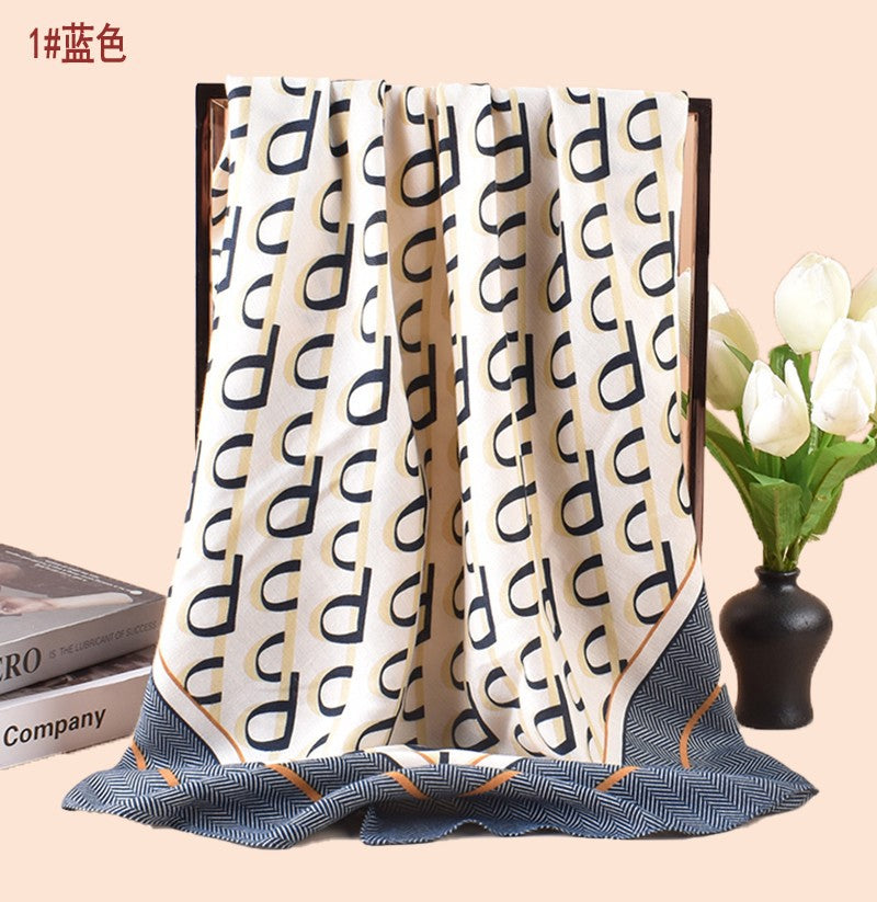 New Letter Temperament 90 Silk Scarf Printed Scarf Scarf Versatile External Shawl Herringbone Fleece Square Scarf