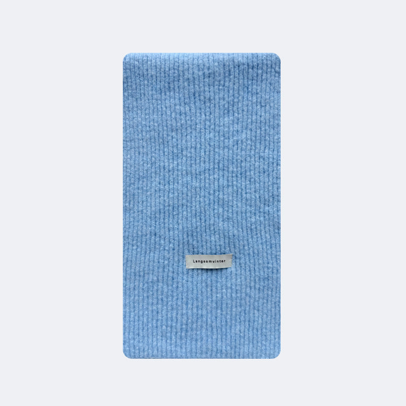 Wool blended solid color classic drawstring knitted scarf women's winter soft waxy Korean atmosphere wool scarf