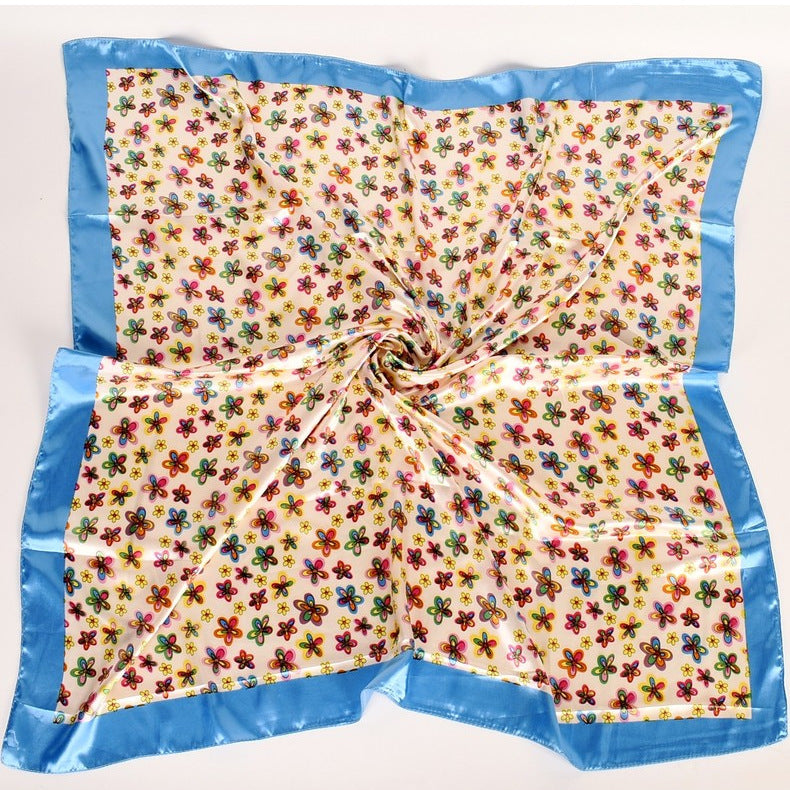 New fashionable and retro flower 90 square scarves for women, printed satin simple square silk scarves, scarves silk scarves