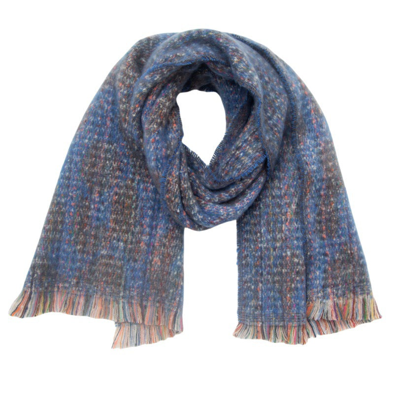 2025 new scarf European, American autumn and winter men and women's jacquard short beard clip flower leopard print scarf