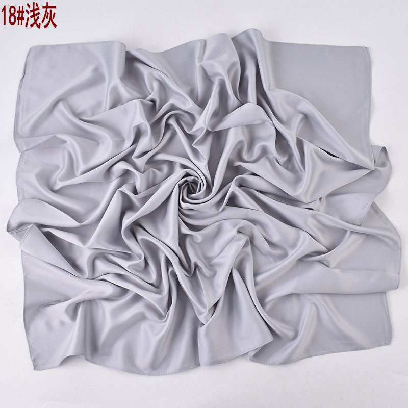 Autumn and winter new Malaysian imitation silk matte satin monochrome solid color 90 plain simple square towel batch