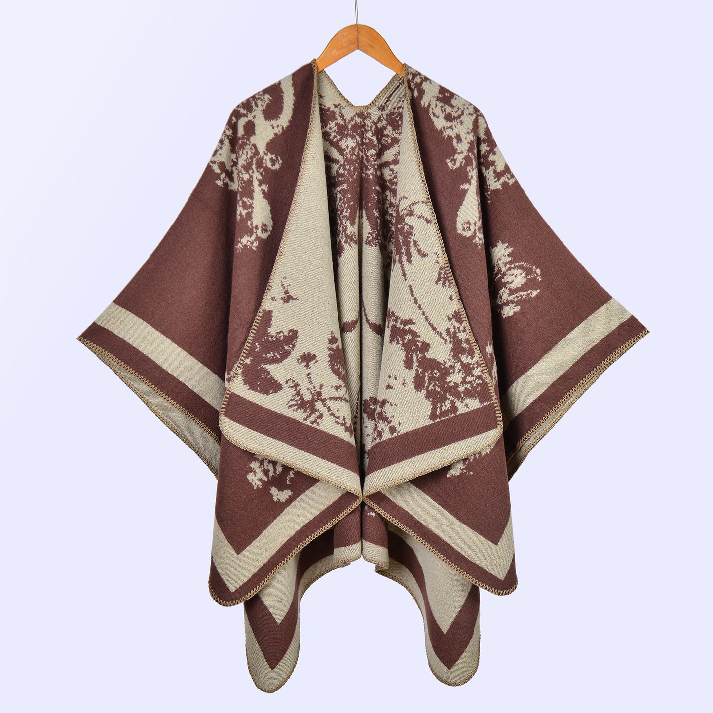 Hot-selling women's retro big shawl scarf autumn and winter retro big butterfly jacquard split-ended warm cloak live stream