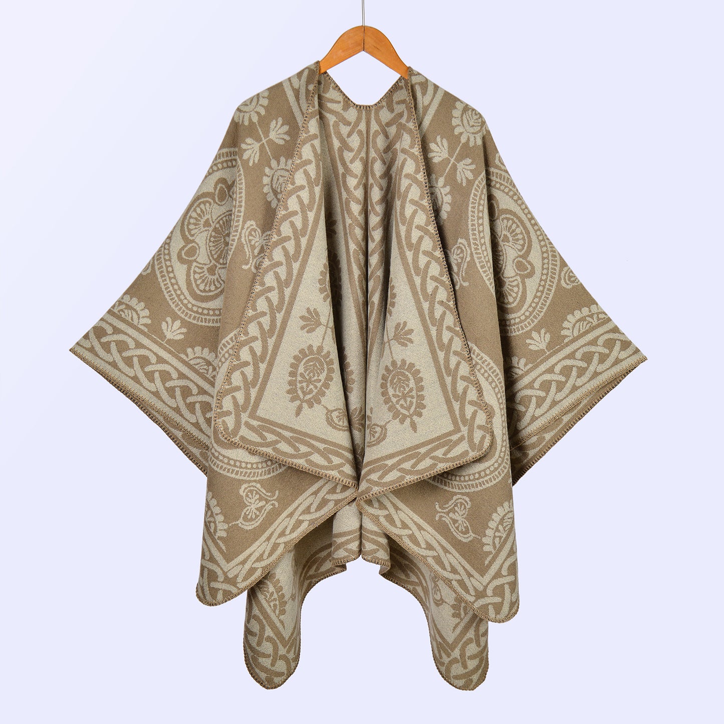 New women's scarves and shawls on European and American streets, thickened imitation cashmere jacquard split warm cape in autumn and winter