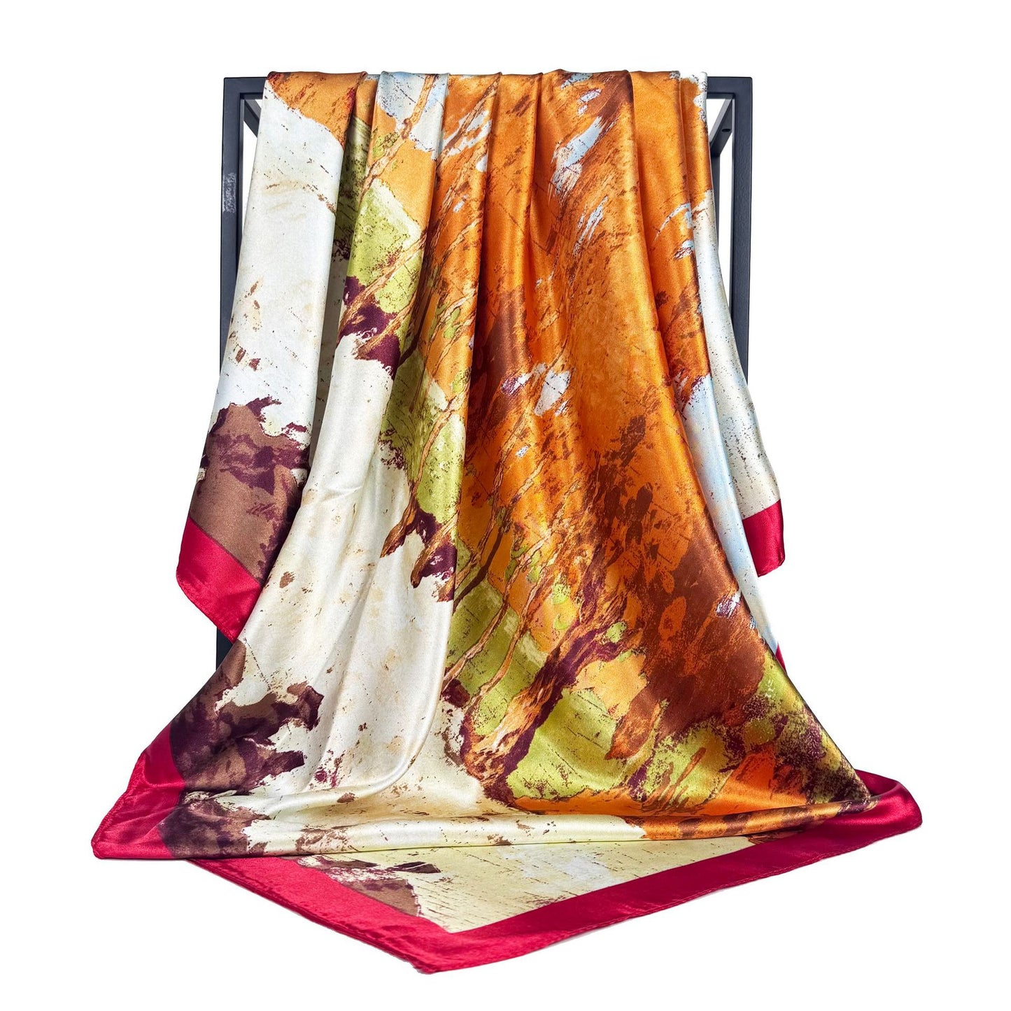 Fashion versatile fragrant cloud cashew pattern, imitation silk satin satin 90cm large square towel, ethnic women's headscarf