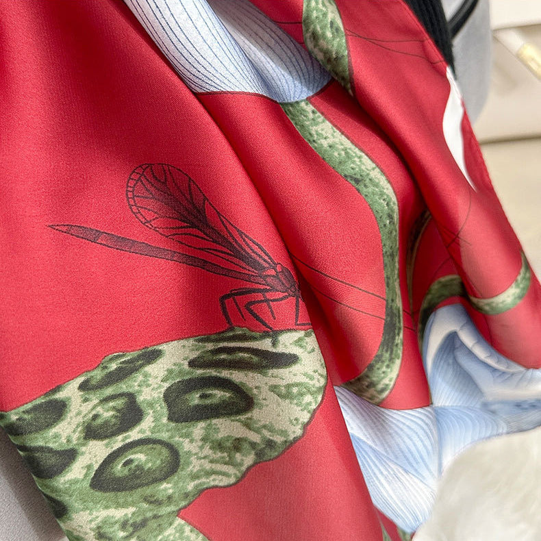 Spring and summer new fashionable and foreign long silk scarves give mother gifts, Lijing satin long scarves travel versatile and light shawls