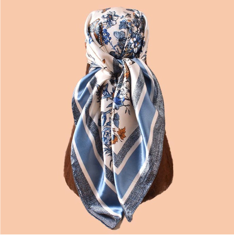 2025 Spring and Summer Butterfly Flying Printed Versatile Decorative Scarf Headscarf Silk Scarf 90 High Quality Satin Square Scarf