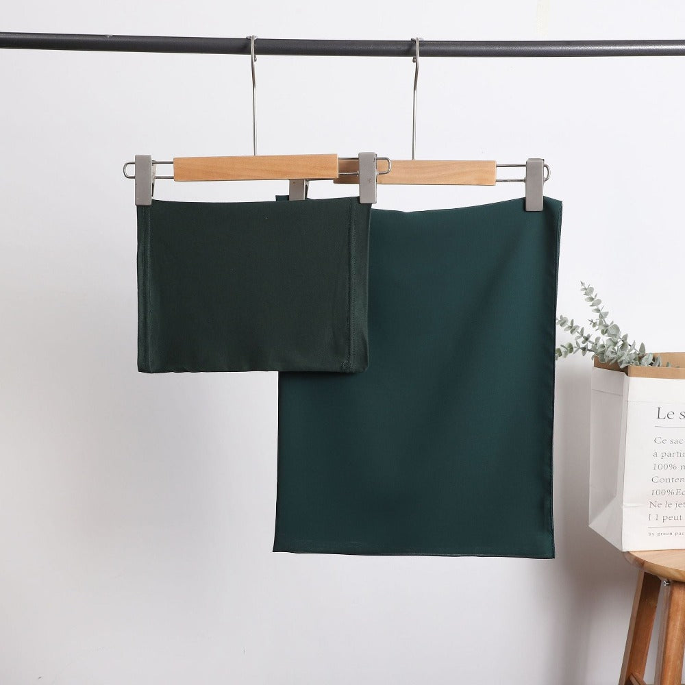 Pearl Chiffon Long Towel with Milk Silk Bottoming Cap of The Same Color, Middle Eastern Women's Headscarf