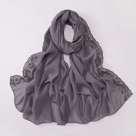 Chiffon Embroidered Scarf Shawl detail