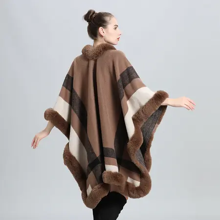 Plaid Knit Poncho detail