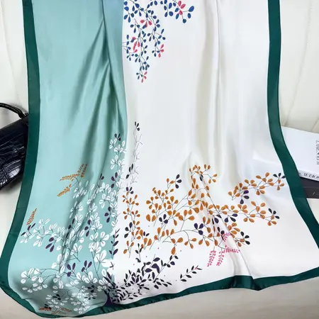 Silk Colorblock Floral Scarf Shawl – 90 × 180cm detail