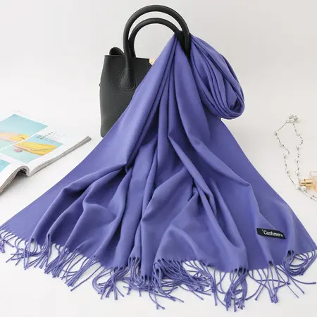 Faux Cashmere Solid Color Fringed Scarf Shawl – 200 × 70 cm detail