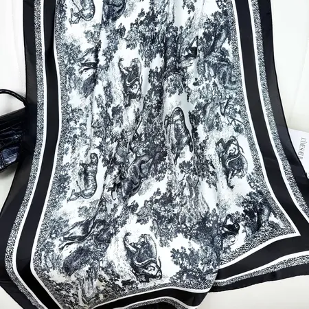 Silk Floral Headscarf – 90 × 180cm detail