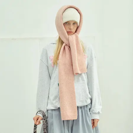 Wool Blend Solid Color Floral Knit Scarf Shawl – 170 × 25 cm