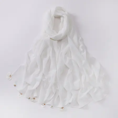 Chiffon Solid Color Floral Scarf Shawl detail