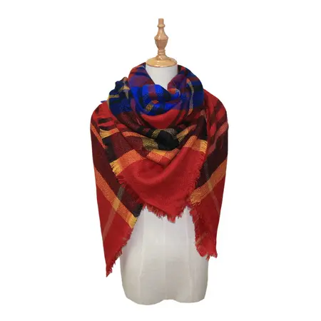 Faux Cashmere Plaid Scarf Shawl – 140 × 140 cm detail