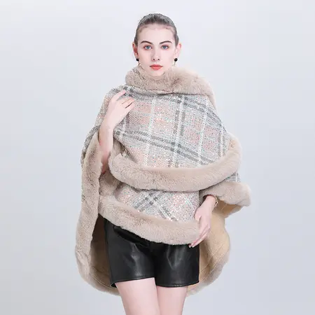 Plaid Knit Poncho detail