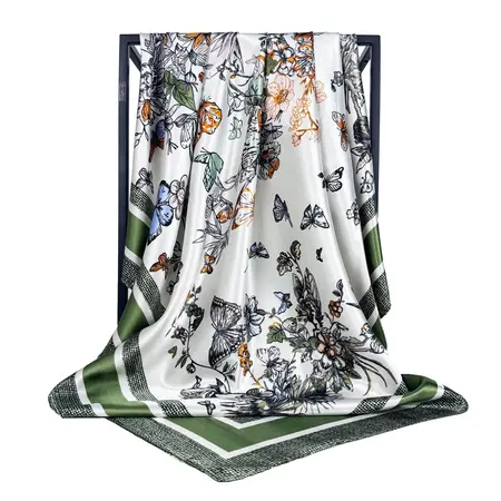 Silk Floral Scarf Shawl – 90 × 90 cm detail