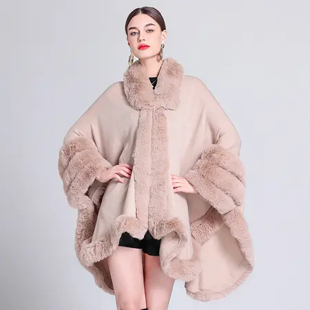 Faux Fur Knit Poncho detail