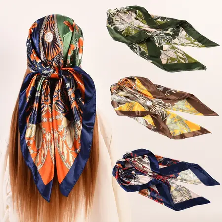 Women's Floral Printed Scarf Shawl – 90 × 90 cm