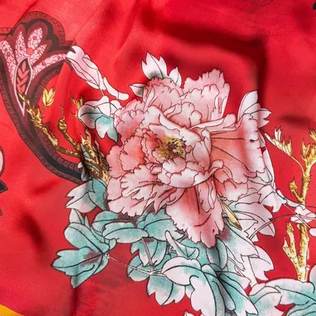 Silk Floral Vintage Scarf Shawl – 90 × 180cm detail
