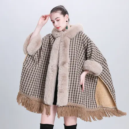 Fringed Hooded Poncho detail