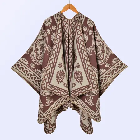 Faux Cashmere Jacquard Poncho – 130 × 150 cm detail