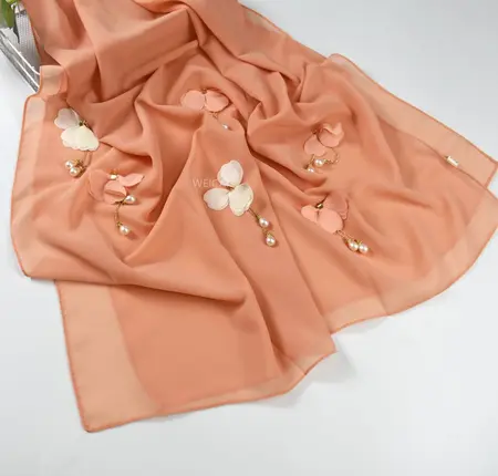 Women's Chiffon Floral Hijab detail
