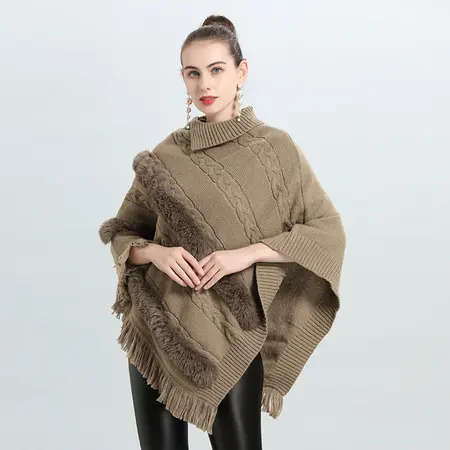 Jacquard Knit Poncho detail