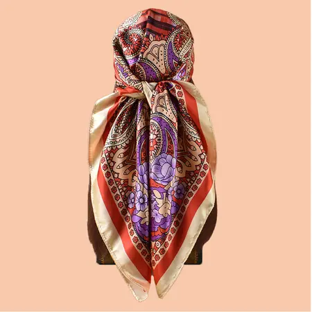 Plaid Geometric Printed Scarf Shawl – 90 × 90 cm detail