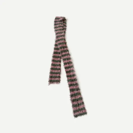 Faux Mink Striped Knit Vintage Scarf Shawl – 200 × 10 cm detail