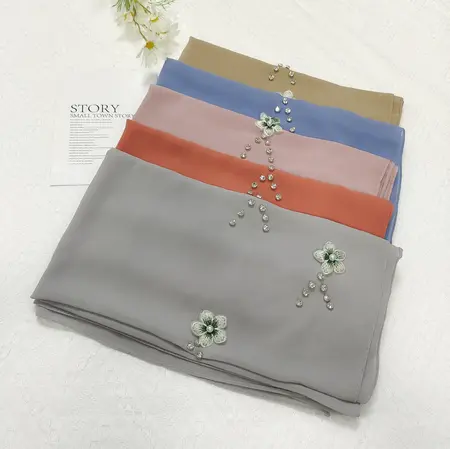 Women's Chiffon Floral Headscarf detail
