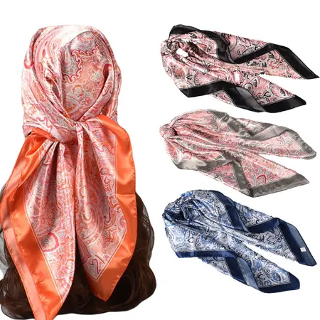 Silk Floral Scarf Shawl – 90 × 90 cm