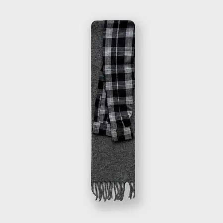 Wool Blend Plaid Fringed Scarf Shawl – 160 × 20 cm detail
