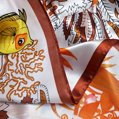 Silk Floral Printed Scarf Shawl – 90 × 90 cm detail