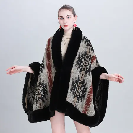 Jacquard Knit Poncho detail