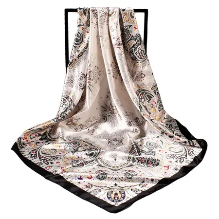 Silk Floral Scarf Shawl – 90 × 90 cm detail