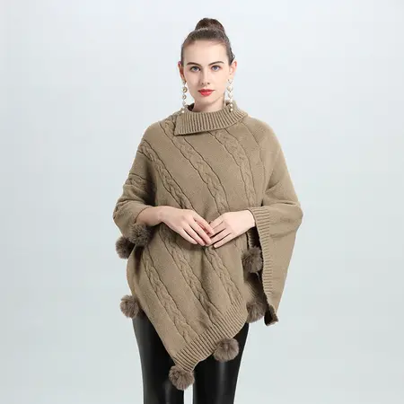 Jacquard Knit Poncho detail