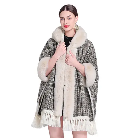 Fringed Hooded Poncho detail