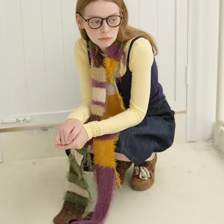 Colorblock Striped Knit Scarf Shawl – 250 × 10 cm detail