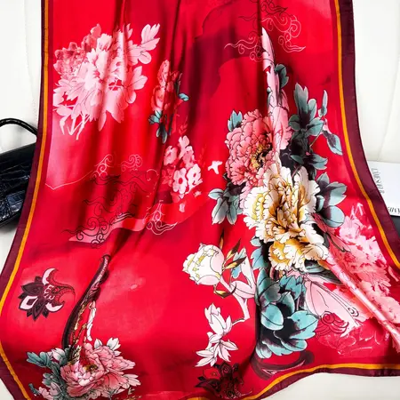 Silk Floral Vintage Scarf Shawl – 90 × 180cm detail